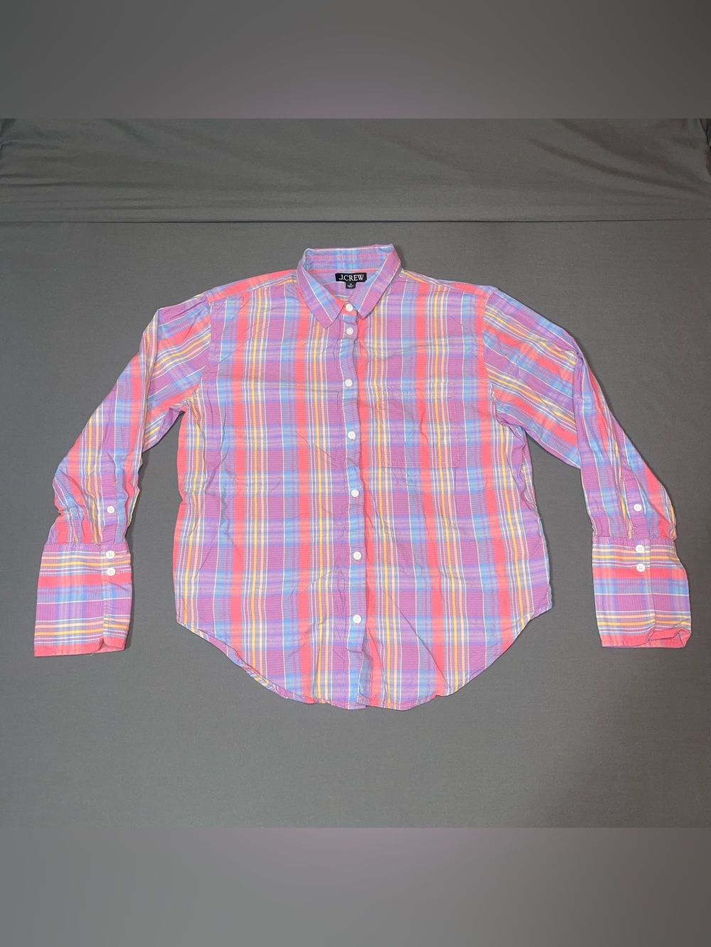 J.Crew Pastel Plaid Button Down Shirt Women’s Size 10 Multicolor Preppy